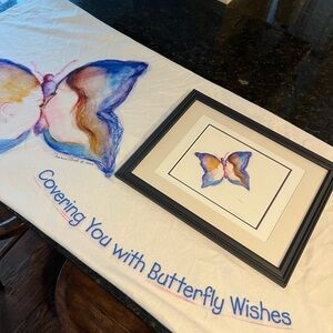 Butterfly Wishes Art Print with Frame and matching Blanket